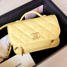 Load image into Gallery viewer, Chanel Mini Business Affinity Pastel Yellow Caviar Gold Hw