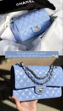 Load image into Gallery viewer, Chanel 21c Sky Blue Mini Square Lambskin Gold HW