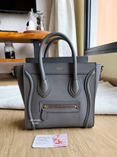Load image into Gallery viewer, Celine Nano Luggage Tote Kohl Grey Gold Hw
