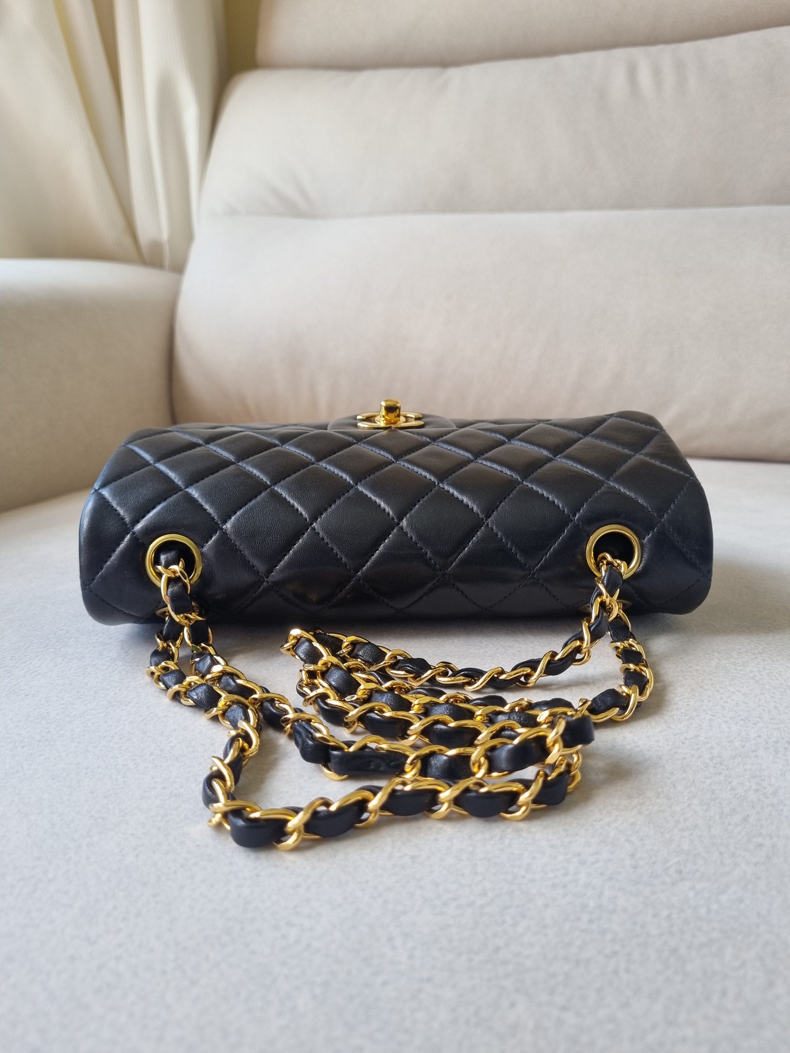 Chanel Small Classic Flap Black Lambskin 24k Gold – CamelliaCurate