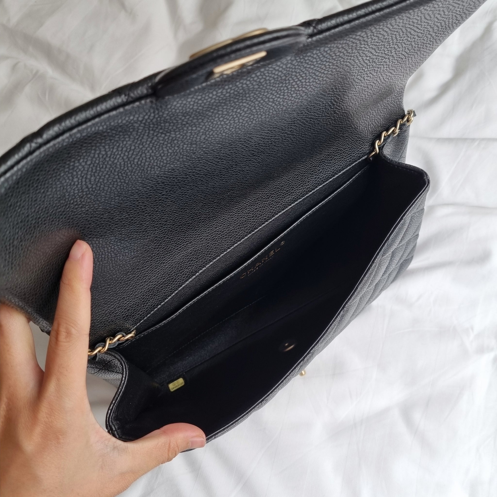 Chanel Clutch with Chain Black Caviar Gold Hardware