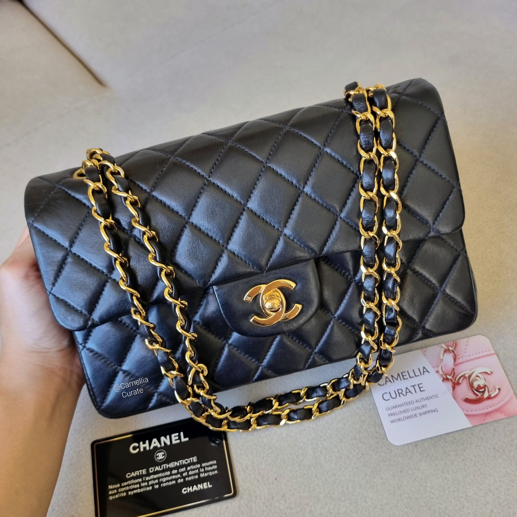 CHANEL, Bags, Chanel Beautiful Series 2 Small Dark Beige Diana Lambskin 24k  Gold Hardware