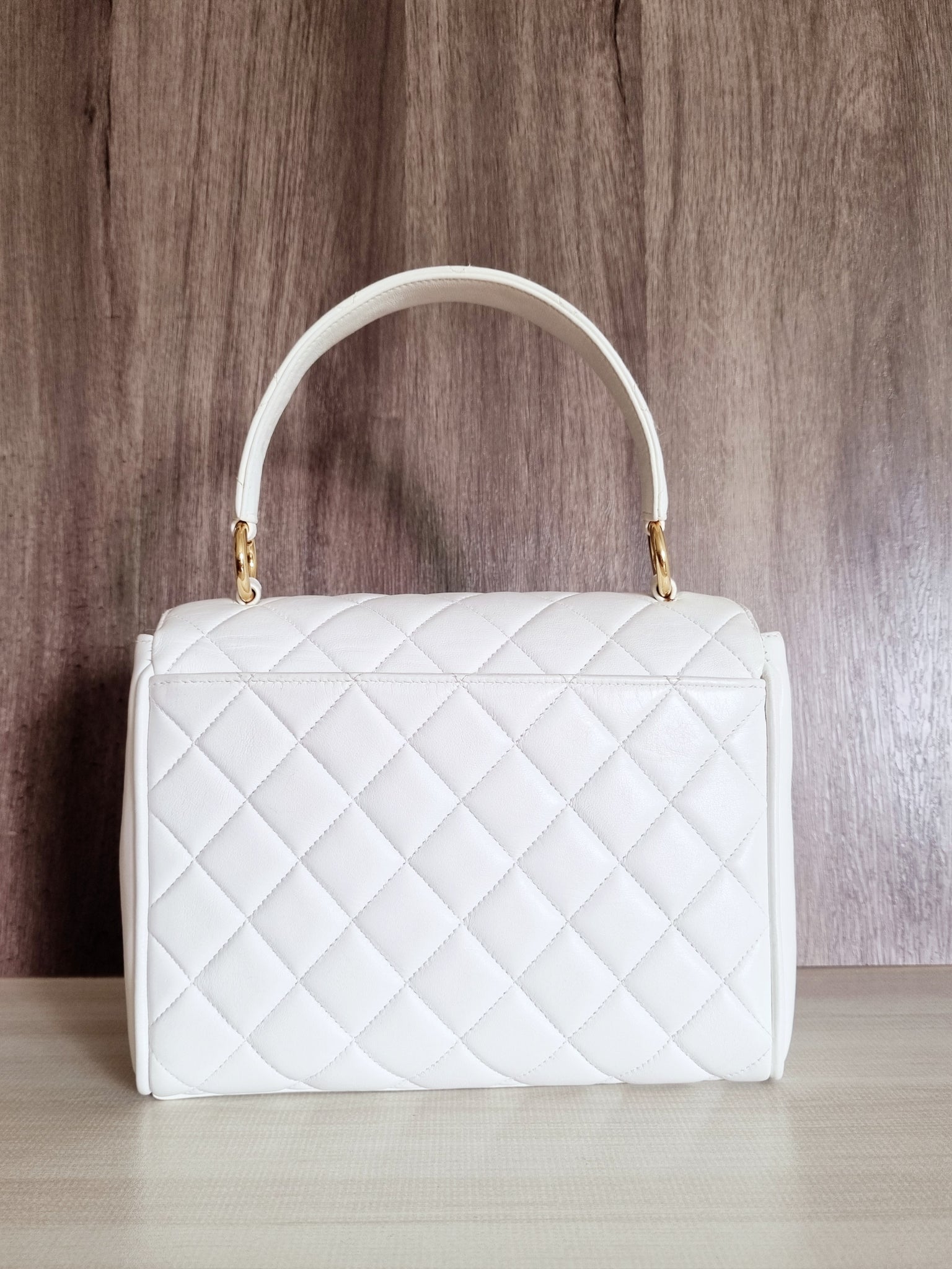 Chanel white top handle on sale bag