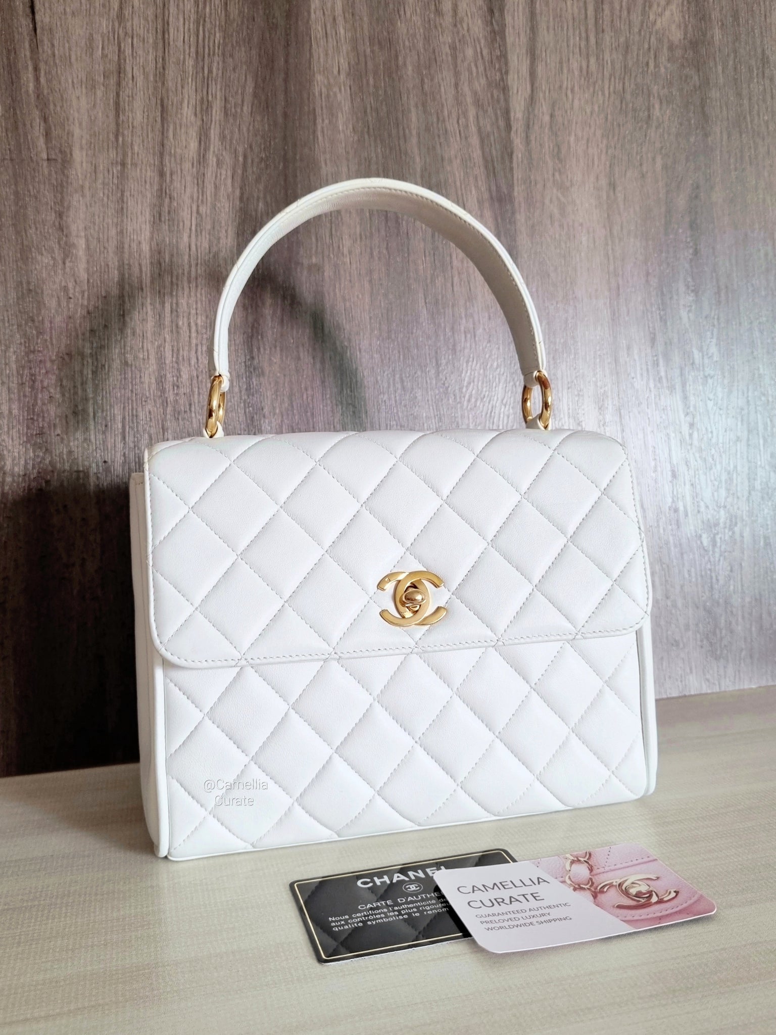 Chanel Small Kelly Top Handle White Vintage 24k Gold – CamelliaCurate