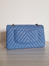 Load image into Gallery viewer, Chanel Sky Blue Caviar Medium Flap Gold Hw
