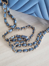 Load image into Gallery viewer, Chanel Sky Blue Caviar Medium Flap Gold Hw
