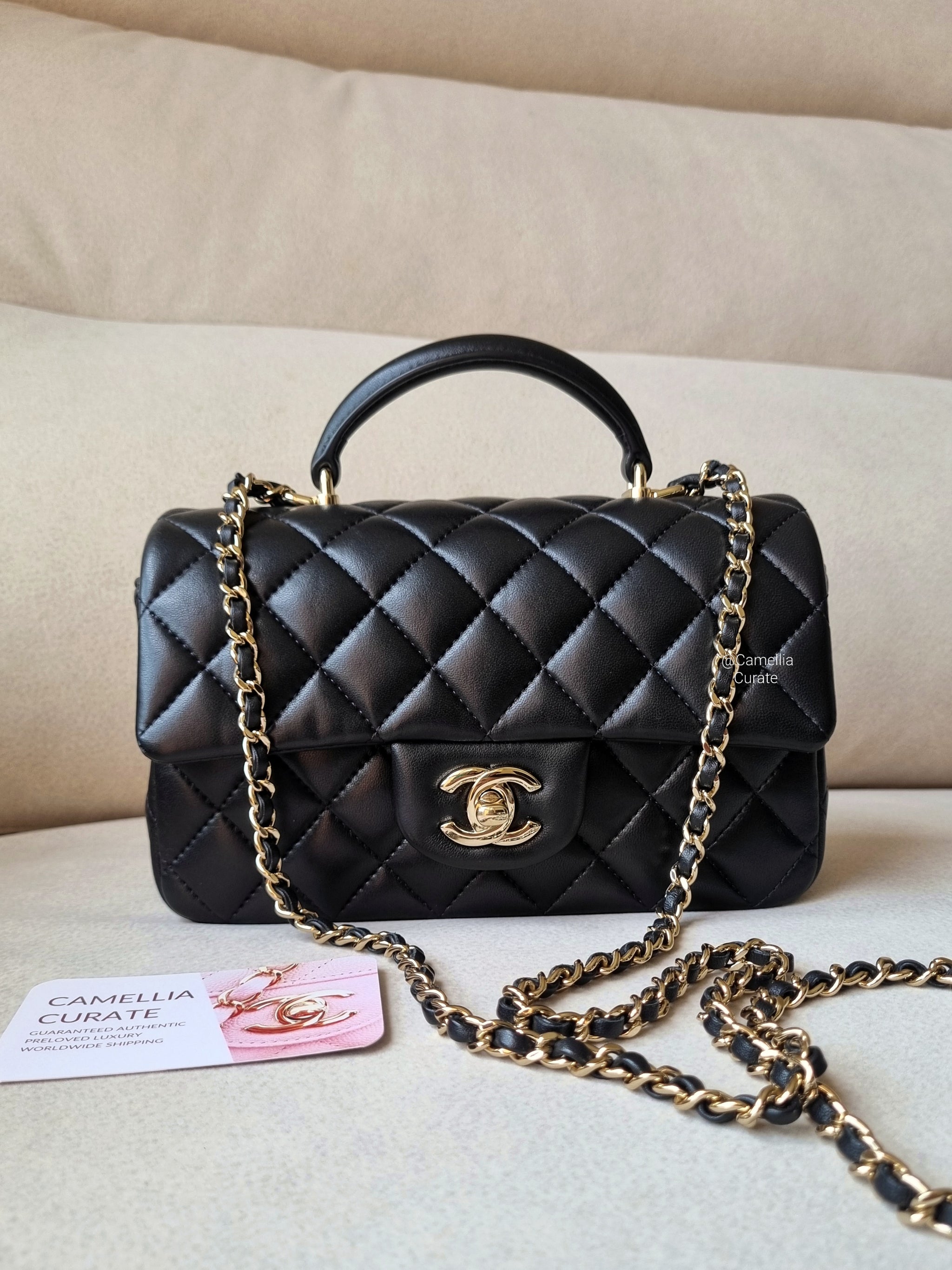 Chanel Mini Top Handle Black with Gold Hw – CamelliaCurate