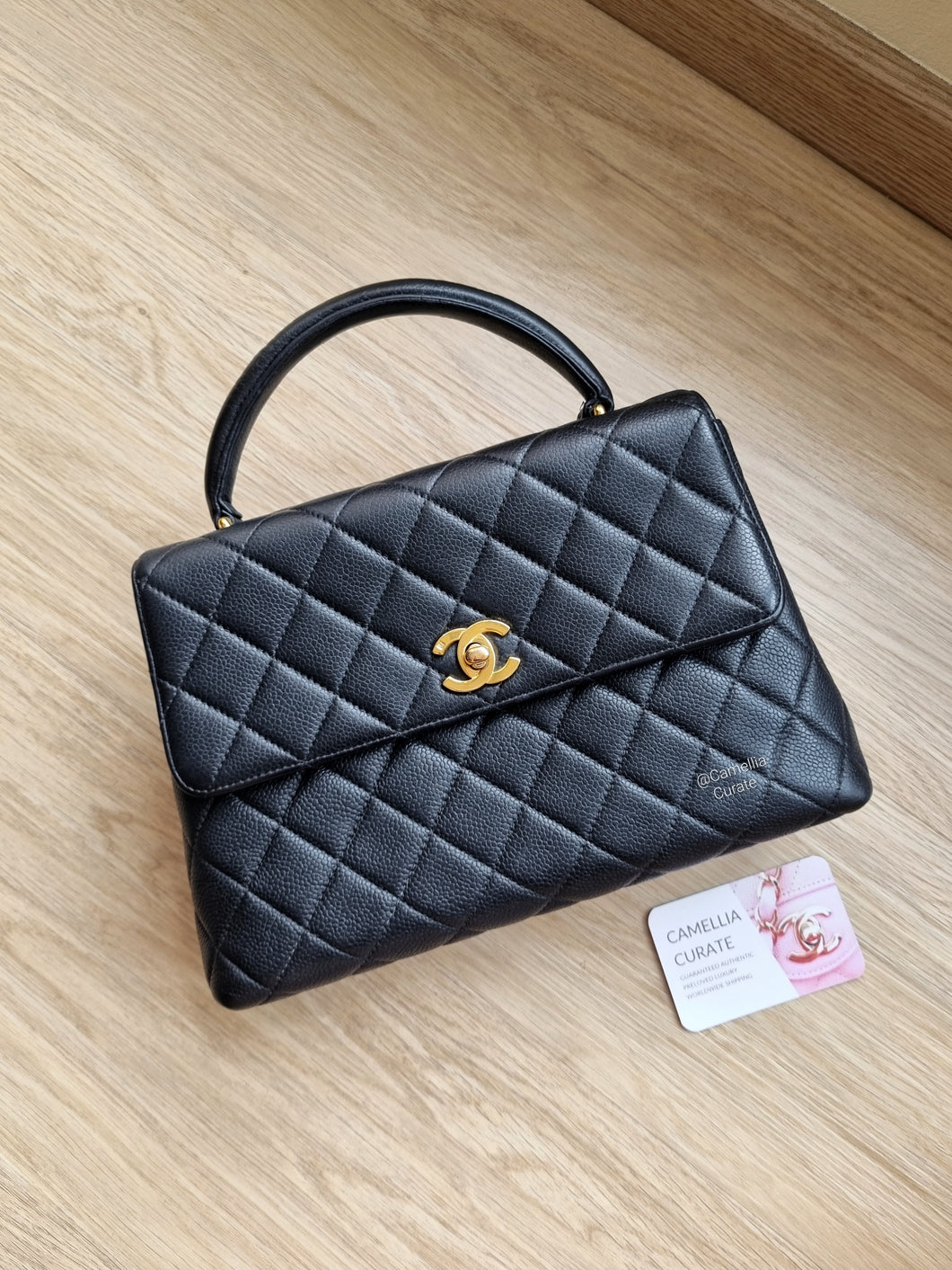 Chanel Small Kelly Black Caviar 24k Gold