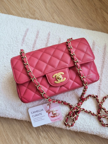 Chanel 22C mini Pearl Crush Flap bag light orange color, New with Tag.