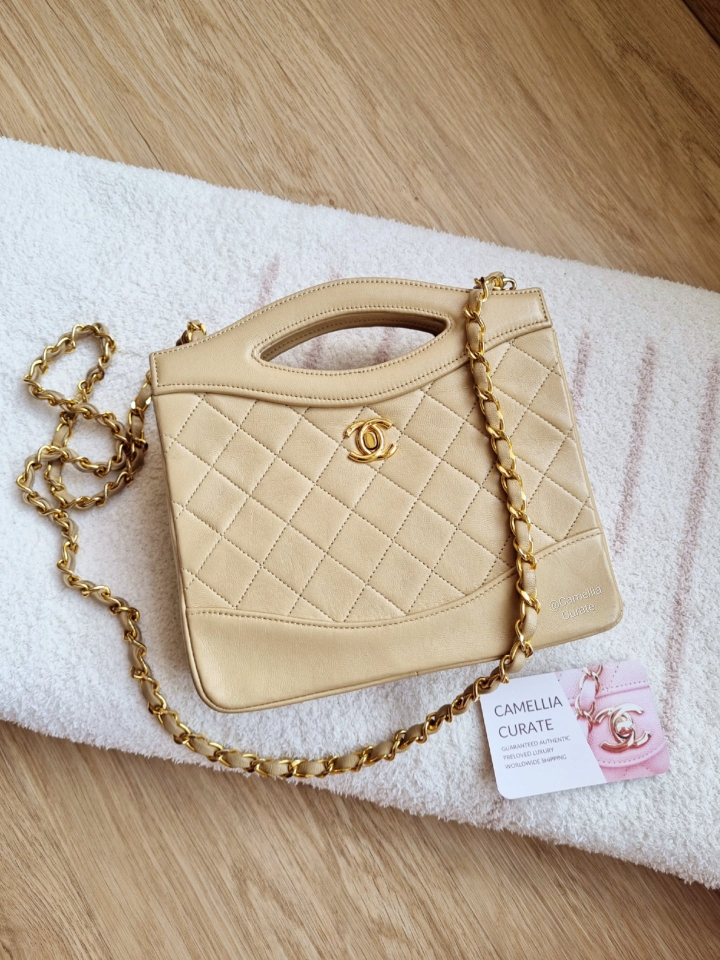 Chanel 31 Mini Vintage Dark Beige 24k Gold