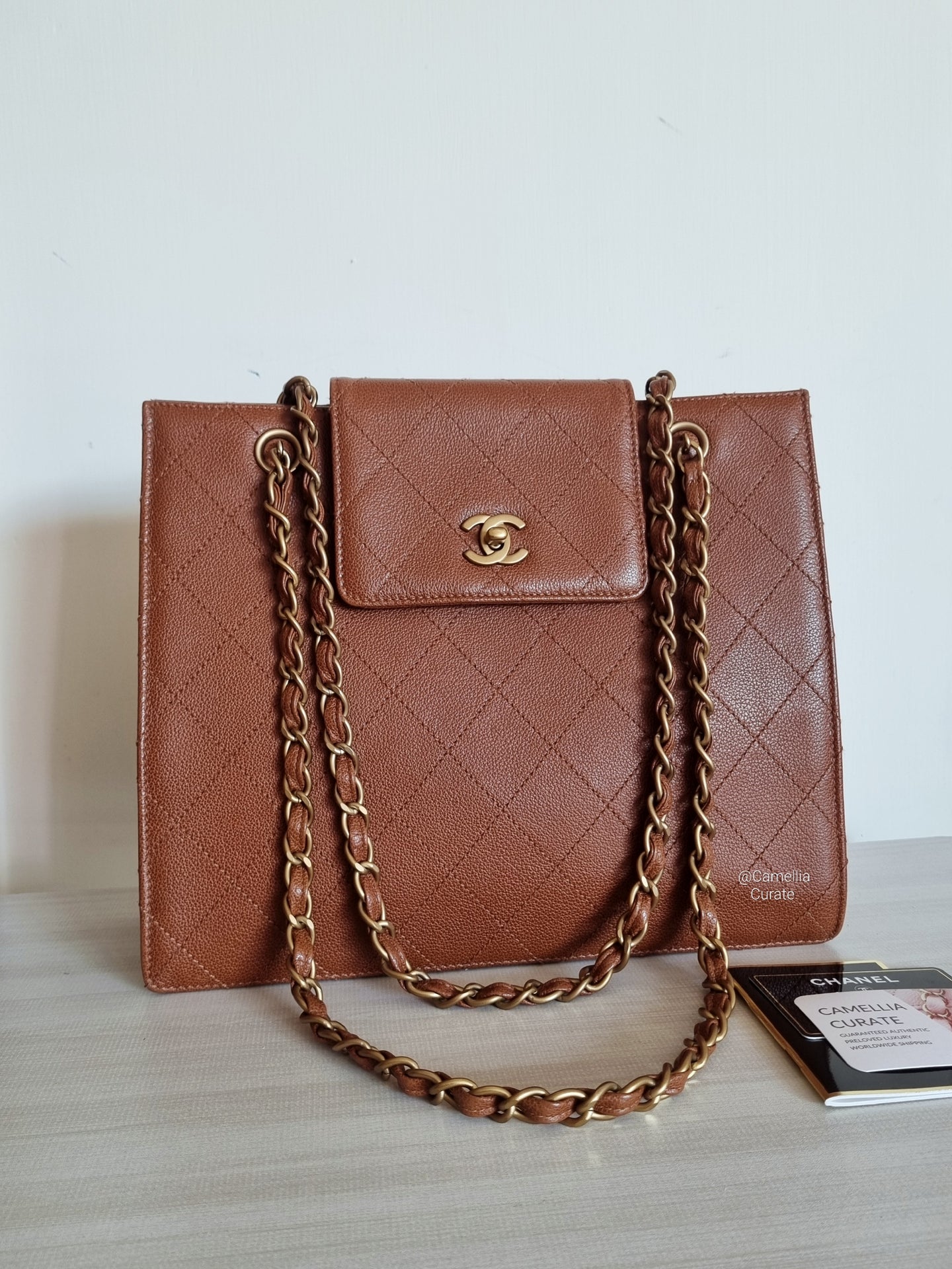 Chanel Supermodel Small Tote Bag Cognac Caramel Caviar Vintage