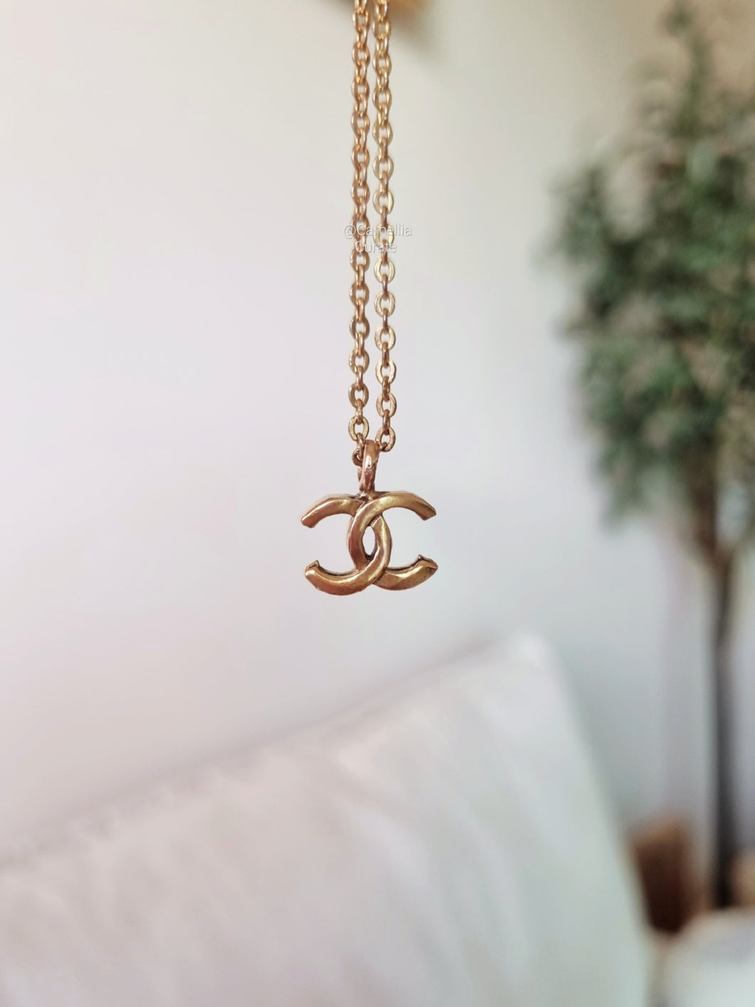Chanel Mini CC Logo Necklace 24k Gold