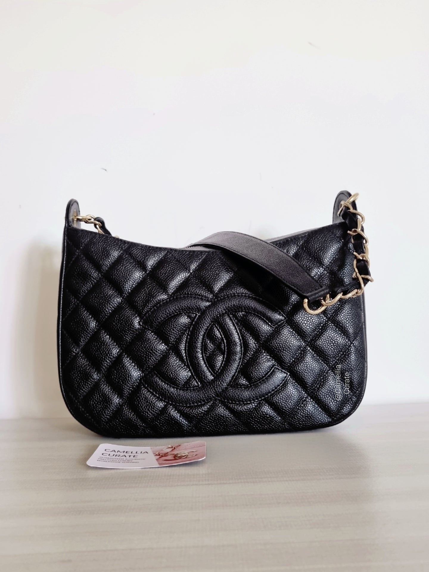 Chanel Jennie Hobo Black Caviar 24k Gold