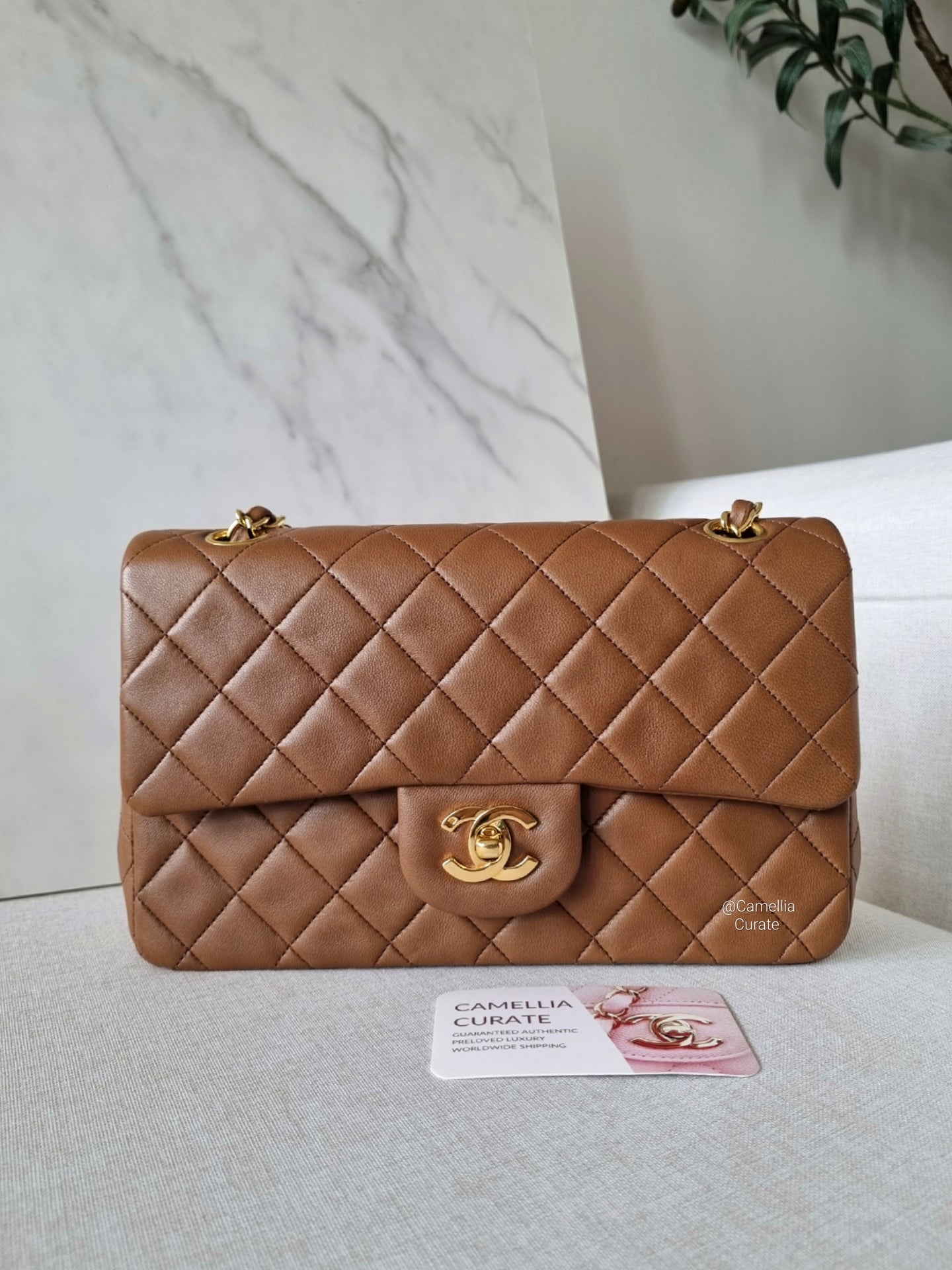 Chanel Caramel Cognac Small Classic Flap Vintage 24k Gold
