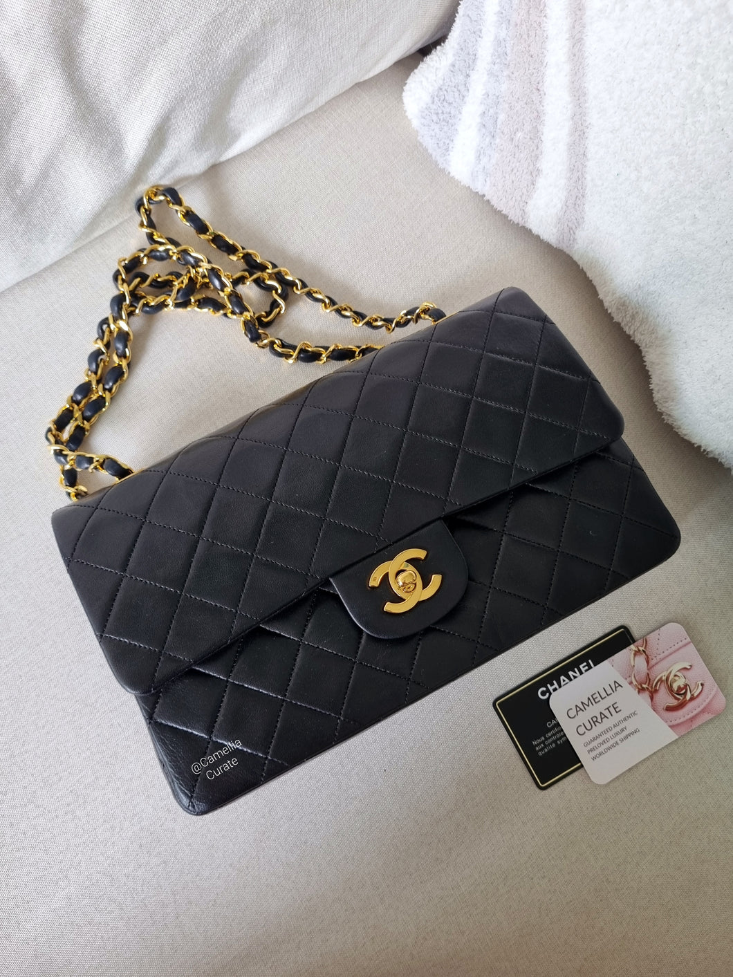 Chanel Classic Medium Flap Black Vintage 24k Gold