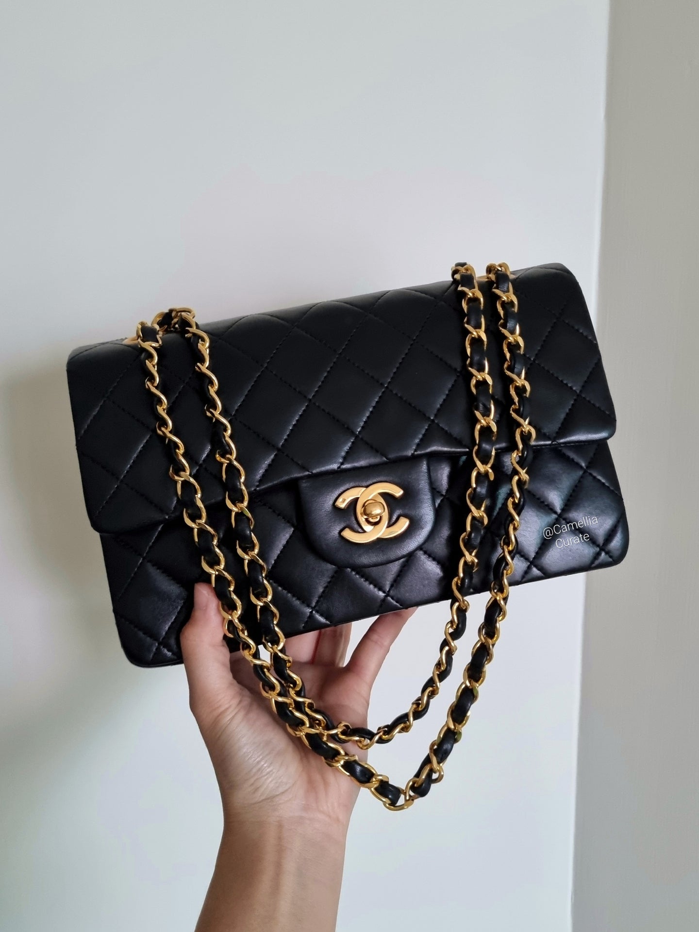 Chanel Classic Small Flap Black Vintage 24k Gold