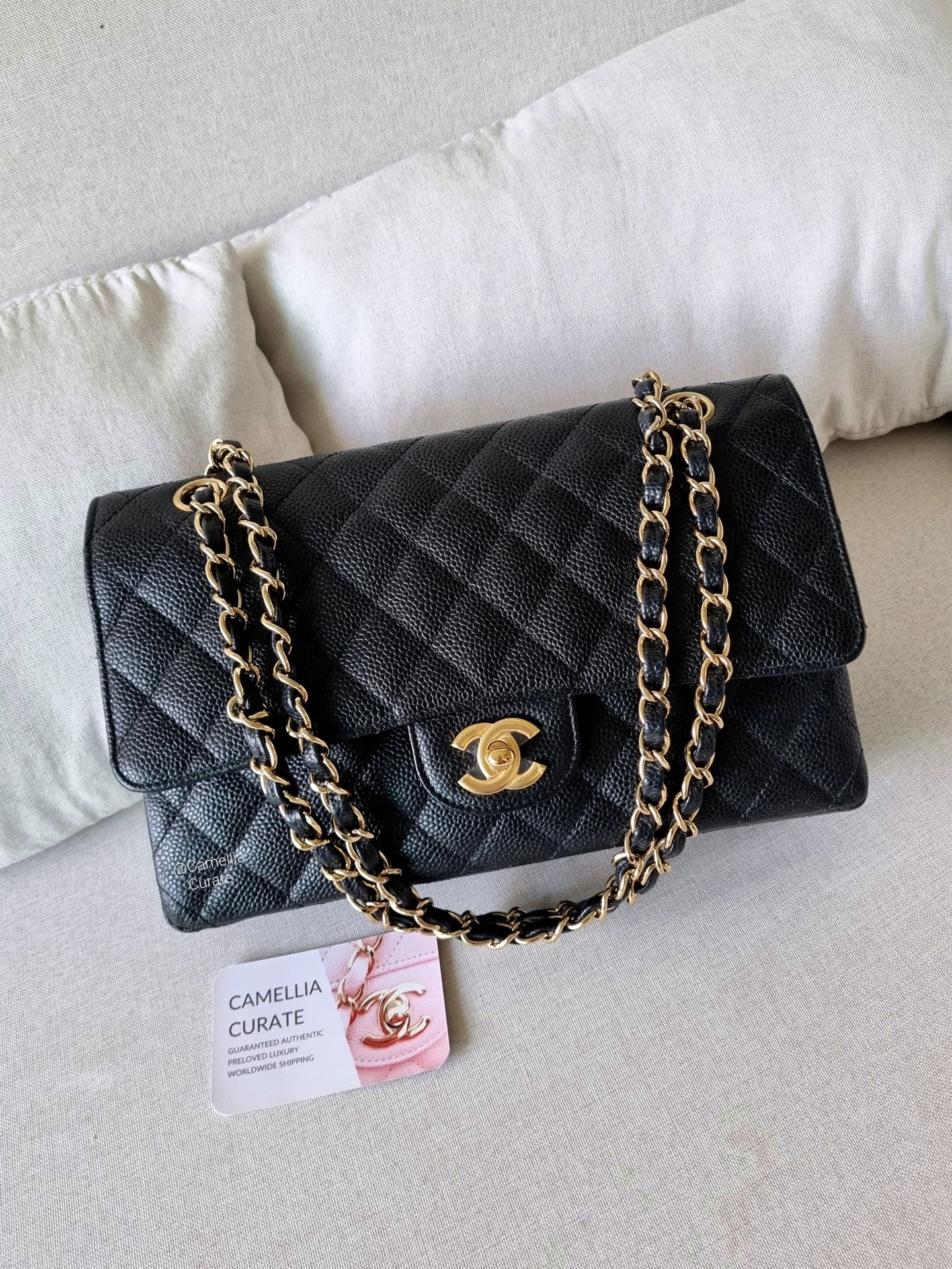 Chanel Classic Medium Flap Black Caviar Gold Hardware