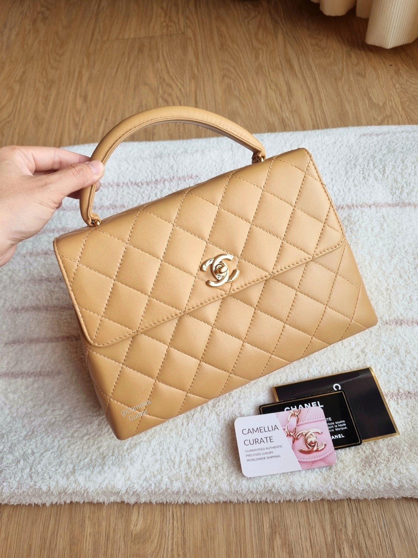 Chanel Small Kelly Vintage Honey Dark Beige 24k Gold