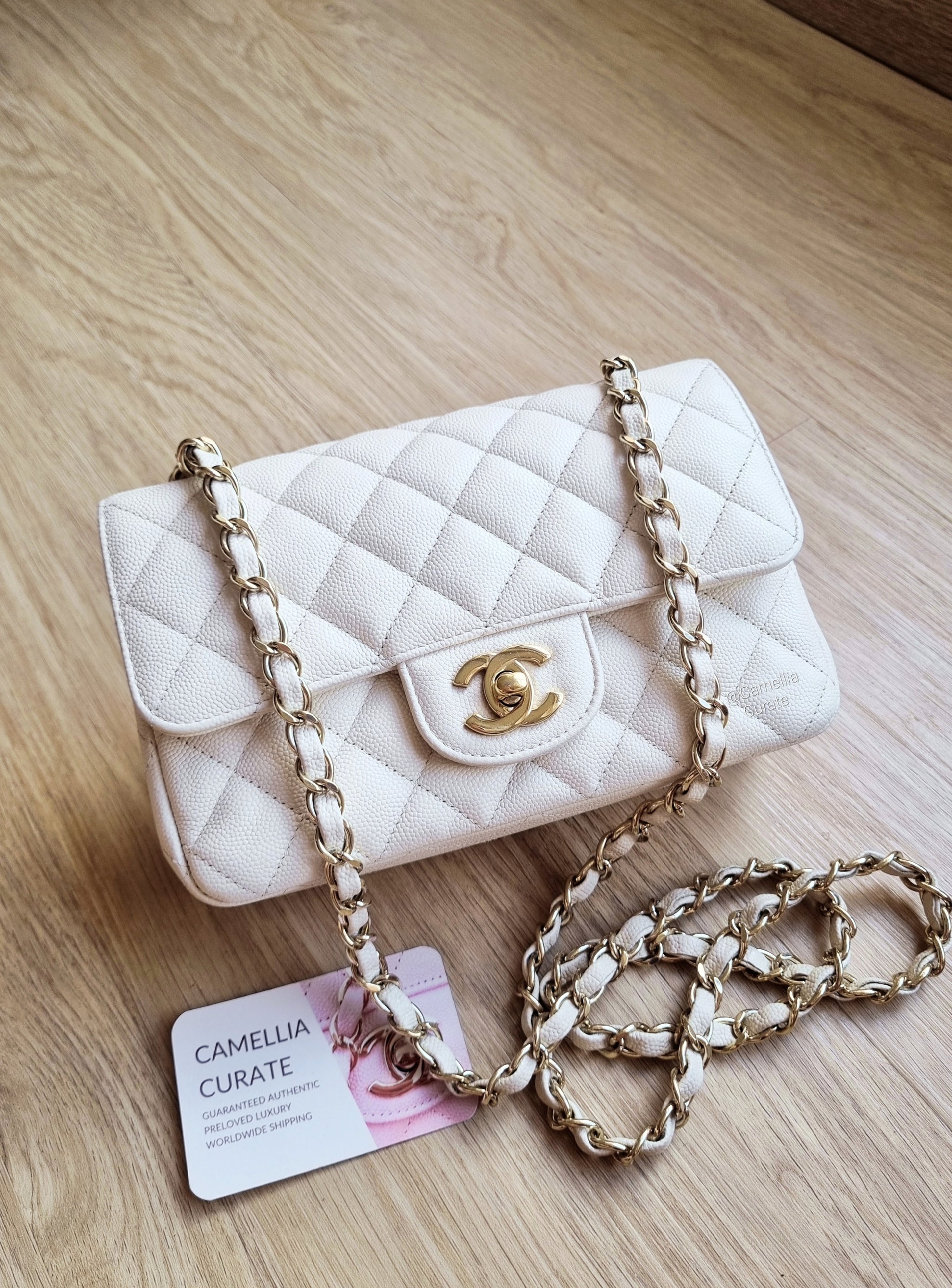 Chanel 17c Ivory Caviar Mini Rectangle Gold Hw – CamelliaCurate