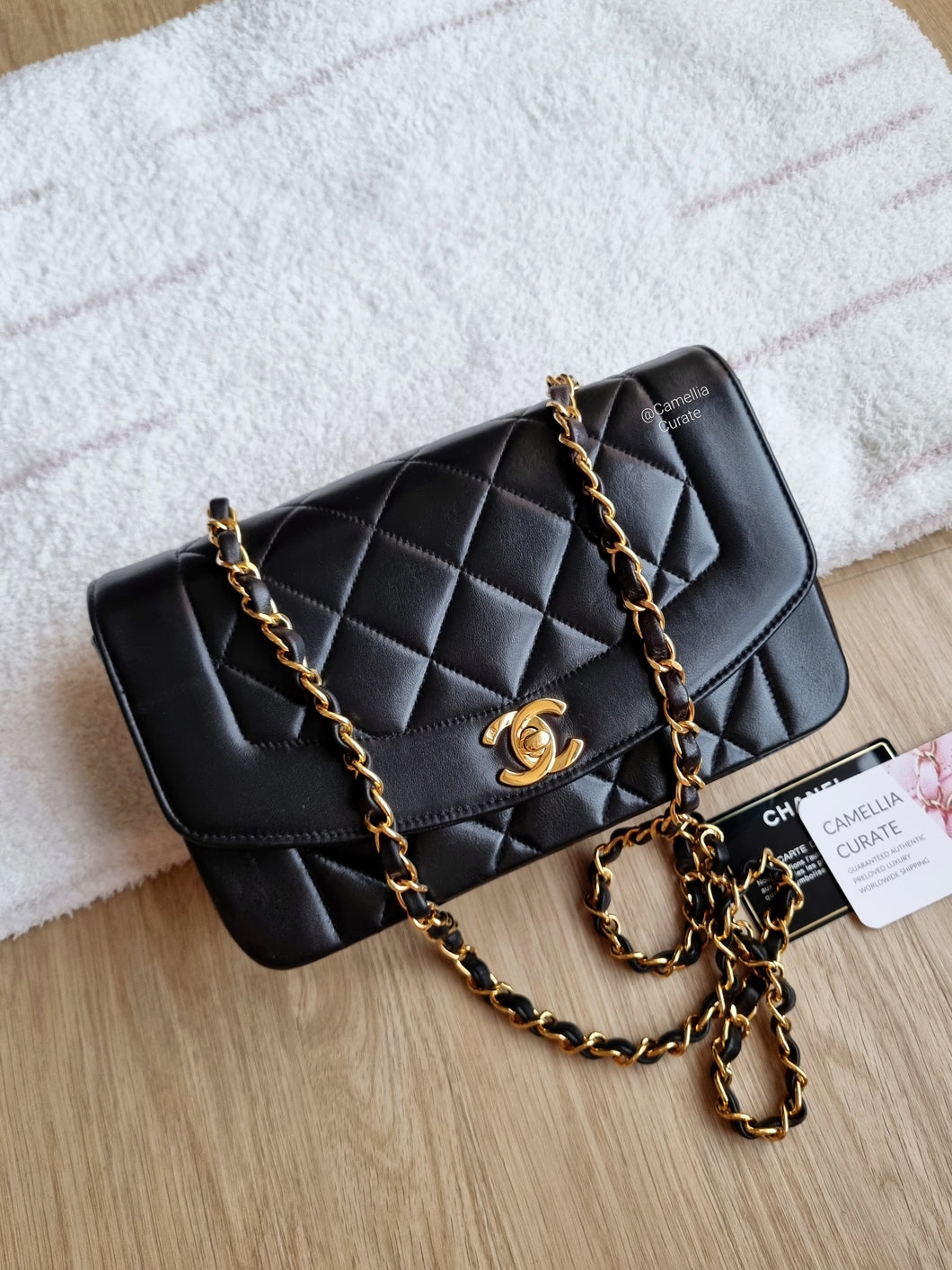 Chanel Diana Small Black Vintage 24k Gold