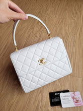 Load image into Gallery viewer, Chanel Small Kelly Top Handle White Vintage 24k Gold
