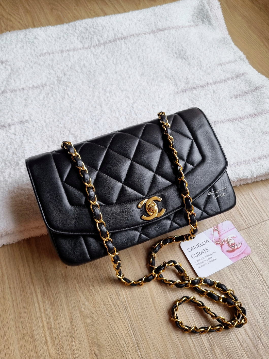 Chanel Diana Small Black Vintage 24k Gold