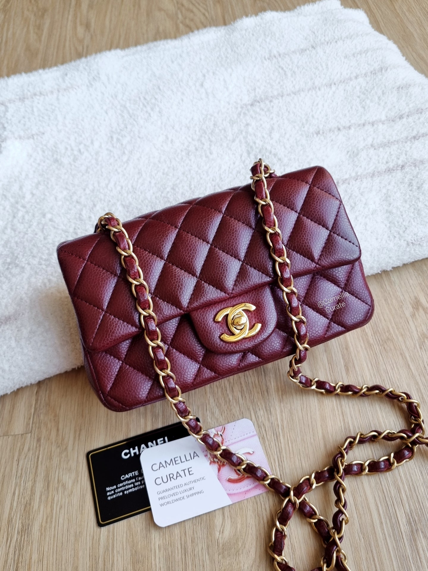 Chanel Burgundy Mini Rectangle Caviar Gold Hw
