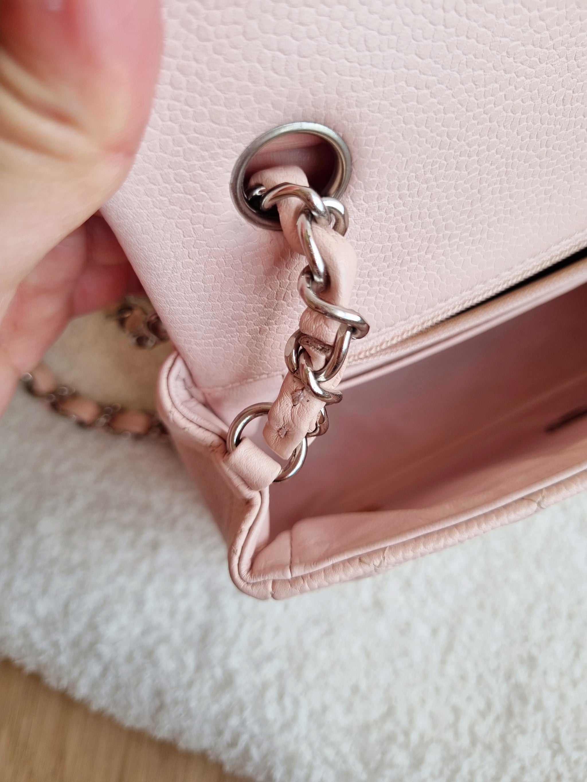 Chanel Sakura Pink Caviar Mini Rec Silver Hardware