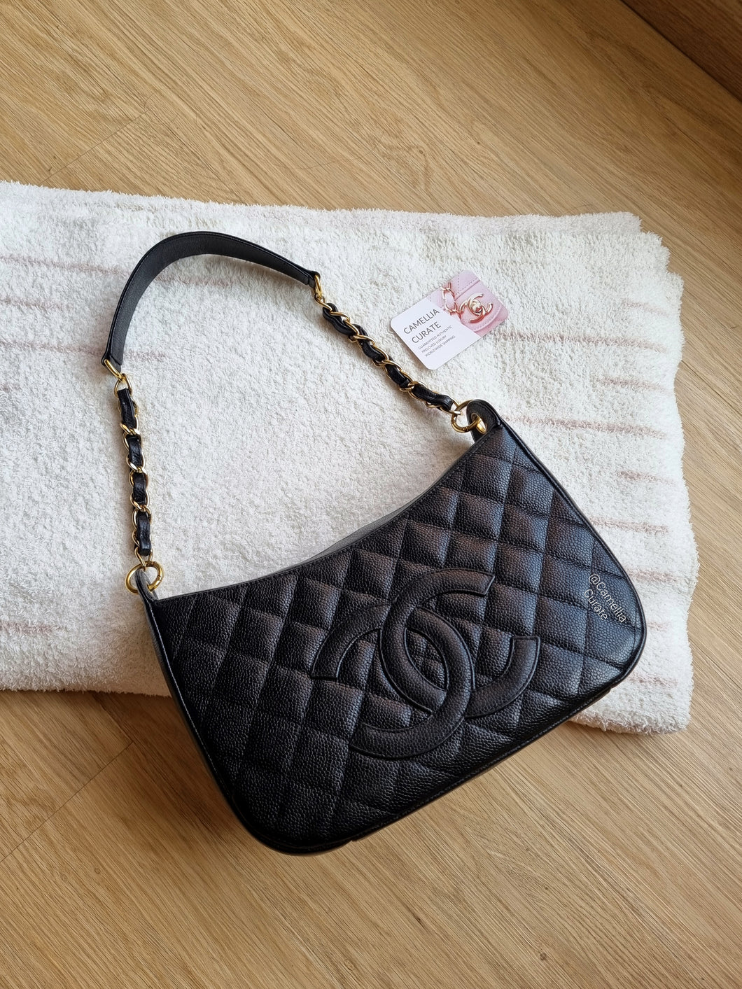 Chanel Jennie Hobo Black Caviar 24k Gold