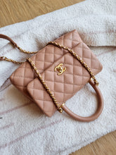 Load image into Gallery viewer, Chanel Mocha Dark Beige Caviar Coco Handle Small Gold Hardware
