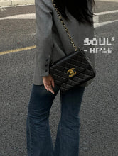 Load image into Gallery viewer, Chanel Square Flap Vintage Black Caviar Large CC 24k Gold
