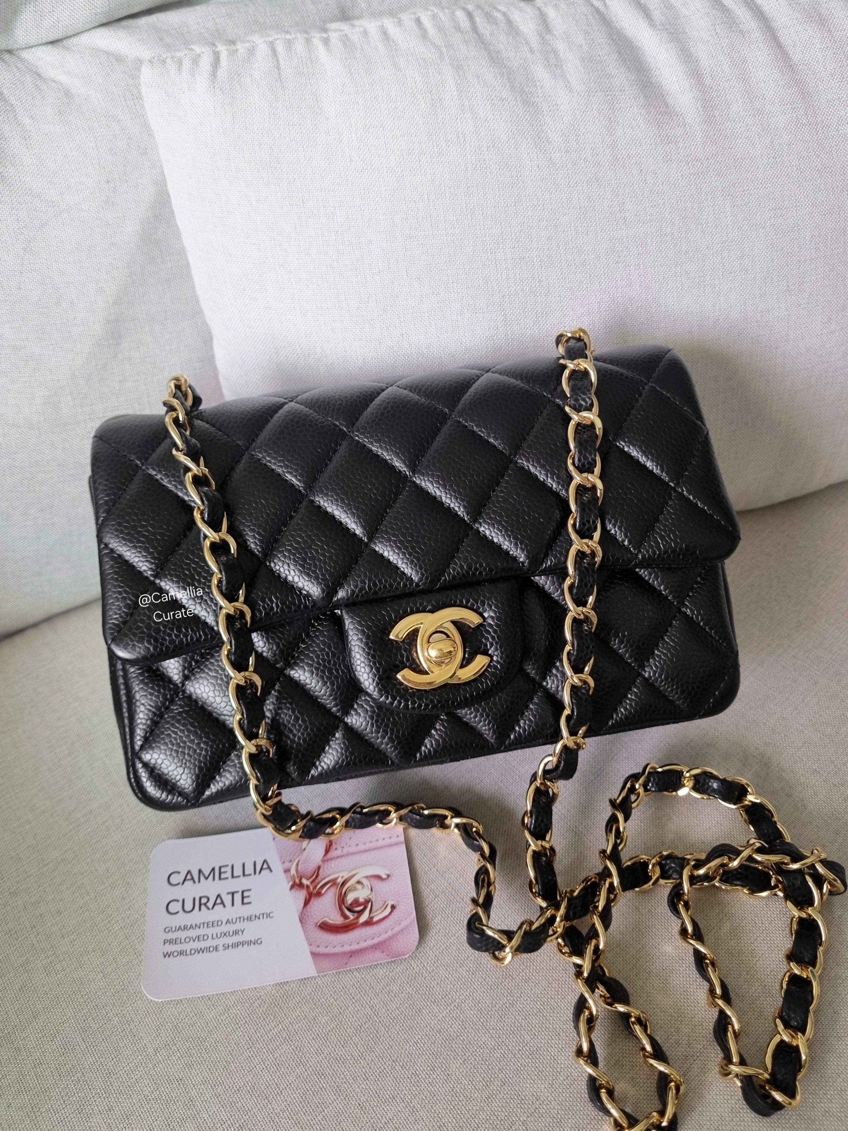 Chanel Mini Rectangular Black Caviar Gold Hw – CamelliaCurate