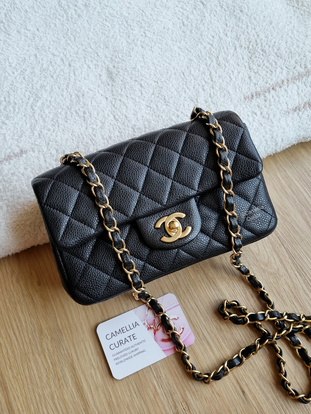 Chanel Mini Rectangle Black Caviar Gold Hw