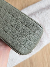 Load image into Gallery viewer, Chanel Sage Green Classic Mini Rectangle Caviar Chevron Silver Hw
