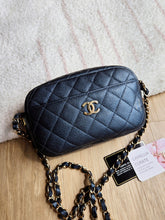 Load image into Gallery viewer, Chanel Caviar Mini Camera Bag 18s Sapphire Blue Light Gold
