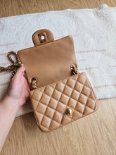 Load image into Gallery viewer, Chanel 18s Dark Beige Caramel Caviar Classic Mini Square Gold Hw
