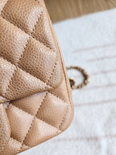 Load image into Gallery viewer, Chanel 18s Dark Beige Caramel Caviar Classic Mini Square Gold Hw
