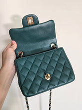 Load image into Gallery viewer, Chanel Mini Square Dark Green Caviar Champagne Gold Hw
