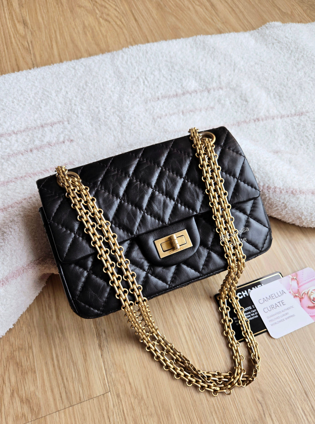 Chanel Mini Reissue 224 Black Calfskin Bijoux Chain Gold Hw