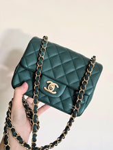 Load image into Gallery viewer, Chanel Mini Square Dark Green Caviar Champagne Gold Hw
