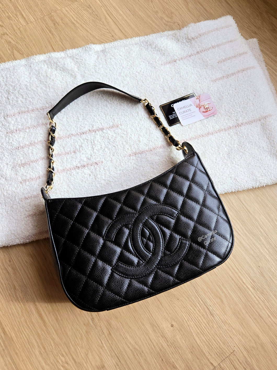 Chanel Hobo Jennie Bag Black Caviar 24k Gold