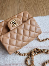 Load image into Gallery viewer, Chanel 18s Dark Beige Caramel Caviar Classic Mini Square Gold Hw
