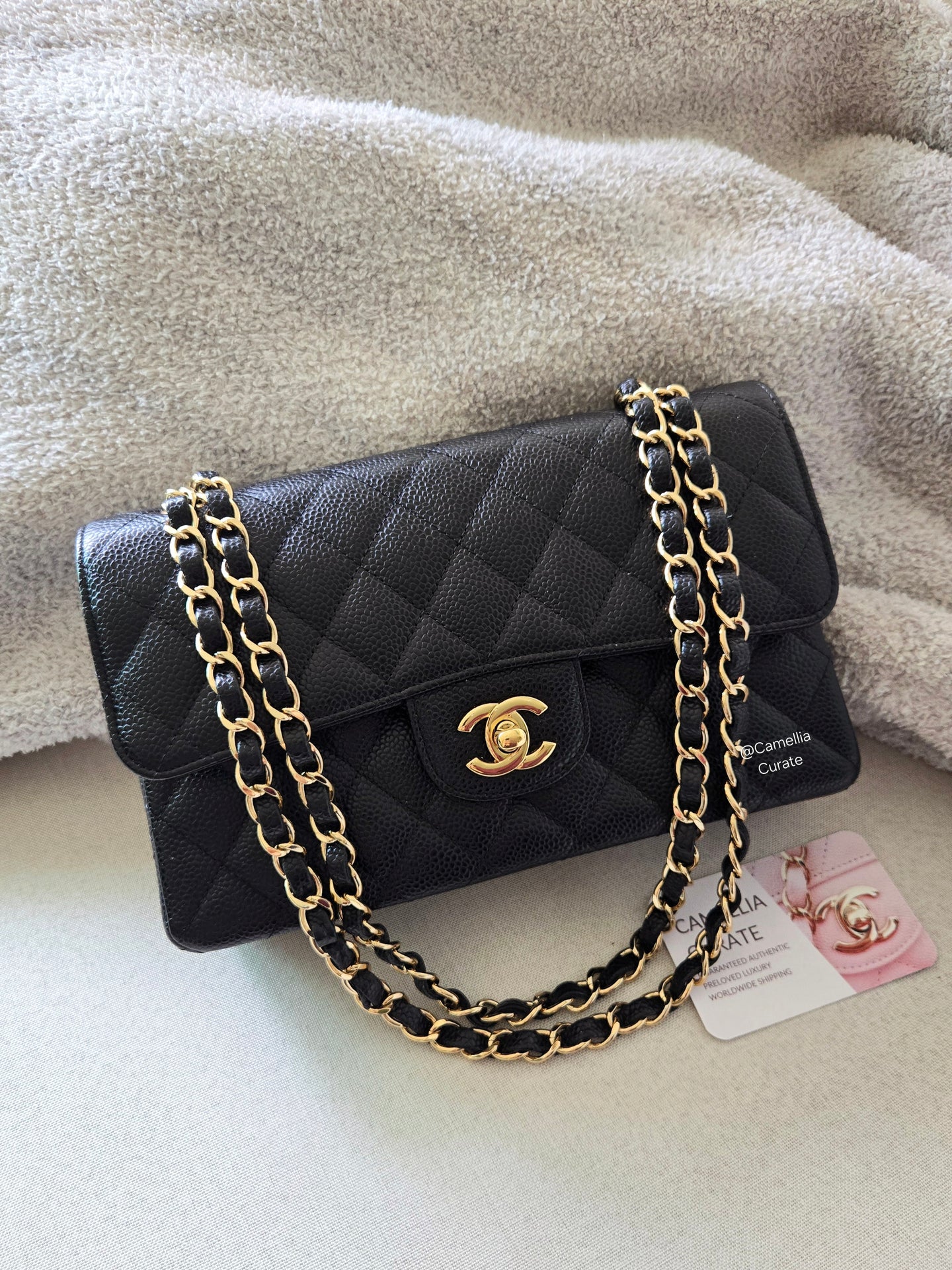 Chanel Small Classic Flap Black Caviar Gold Hardware