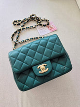 Load image into Gallery viewer, Chanel Mini Square Dark Green Caviar Champagne Gold Hw
