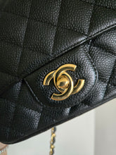 Load image into Gallery viewer, Chanel Mini Square Black Caviar Edge Stitching Gold Hardware
