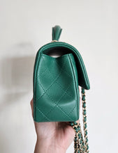 Load image into Gallery viewer, Chanel Mini with Top Handle Green with Gold Hw
