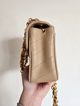 Load image into Gallery viewer, Chanel Dark Beige Mini Caviar Vintage Chevron 24k Gold

