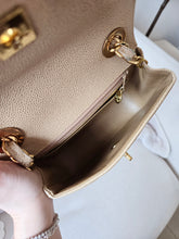 Load image into Gallery viewer, Chanel Dark Beige Mini Caviar Vintage Chevron 24k Gold
