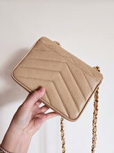 Load image into Gallery viewer, Chanel Dark Beige Mini Caviar Vintage Chevron 24k Gold
