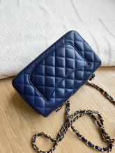 Load image into Gallery viewer, Chanel 17B Navy Blue Caviar Mini Rectangle Gold Hw
